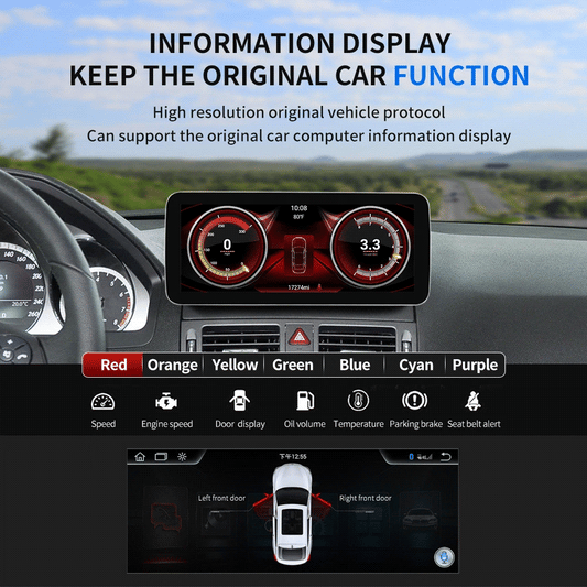 0.25" Touch Screen Monitor – 8-Core Android 13 for Mercedes W/C/S204 – WIFI, 4G SIM, Bluetooth, GPS Navigation – 8+128 GB Screen – Compatible with W204, C204, S204